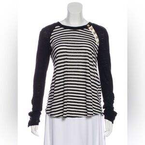 Derek Lam 10 Crosby Black and White Striped Long Sleeve Top